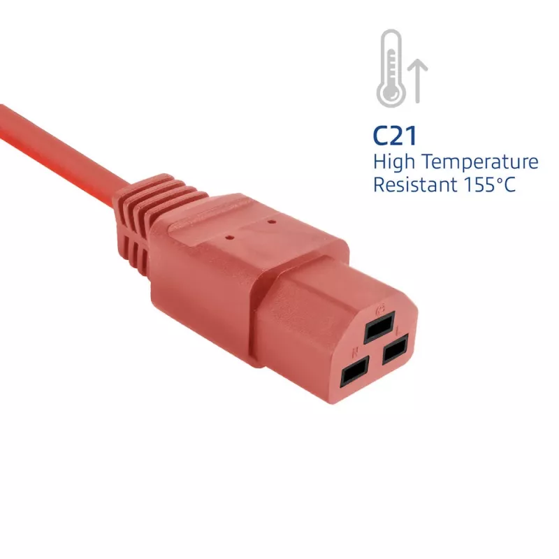 Netkabel ACT C14 naar C21 IEC60320 rood 2,5 m, 250 V 10 A