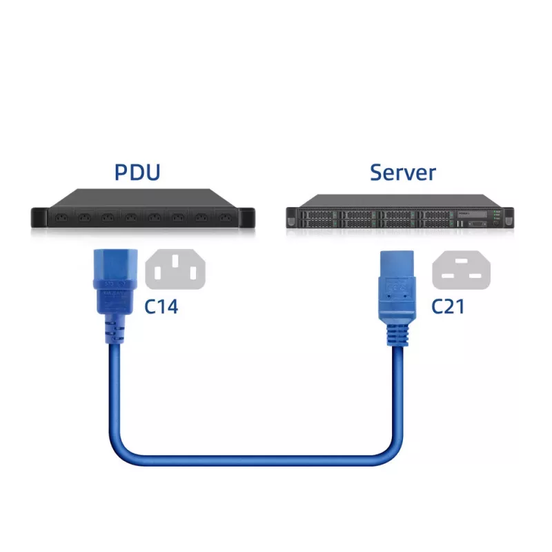 ACT stroomkabel C14 naar C21 IEC60320 blauw 2 m, 250 V 10 A