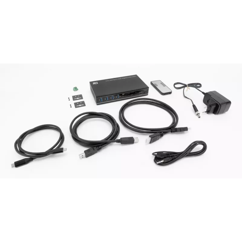 KVM-switch ACT 2-poorts USB-C/HDMI 4K@60Hz AC7922 met USB-toetsenbord/muis, HDMI-video, 100W PD