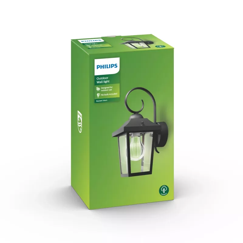 Buitenwandlamp Philips myGarden Buzzard 60 W E27 zwart aluminium (zonder lichtbron)