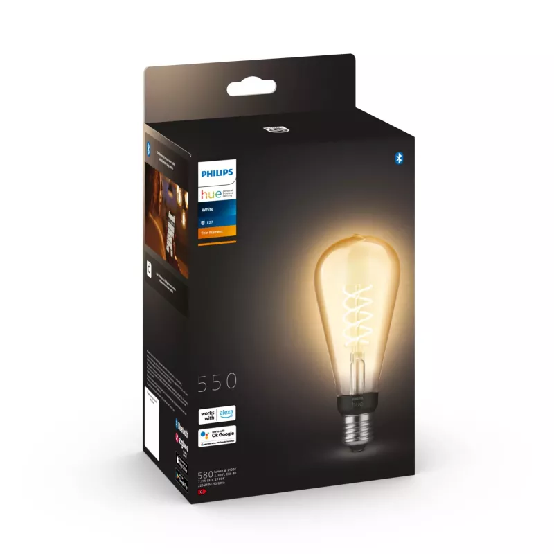 Slimme lamp Philips 1-pack ST72 E27 filament Edison Bluetooth Zigbee