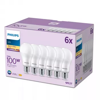 Philips lamp 100W A65 E27 x6, 13 W, 100 W, E27, 1521 lm, 15000 h, warmwit
