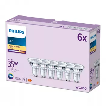 Philips spot 35W PAR16 GU10 x6, 3,5 W, 35 W, GU10, 255 lm, 15000 h, warmwit
