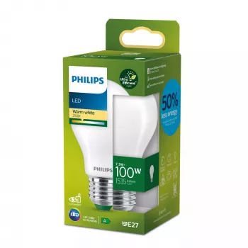 Philips filamentlamp mat 100W A60 E27, 7,3 W, 100 W, E27, 1535 lm, 50000 h, warmwit