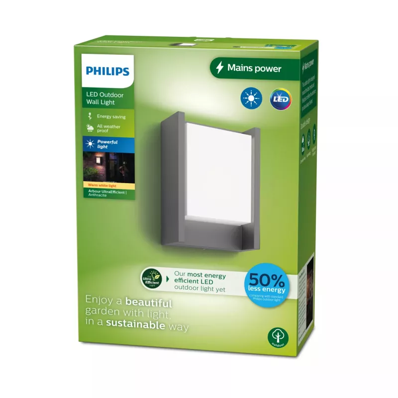 Buitenwandlamp Signify Philips Arbour 3,8 W LED antraciet, 220–240 V, 1-lichts