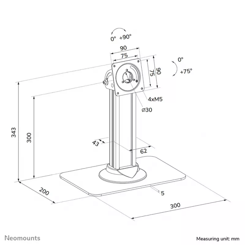 Tablet-tafelstandaard Neomounts DS15-631BL1 — universele afsluitbare houder, draagt tot 3 kg, zwart