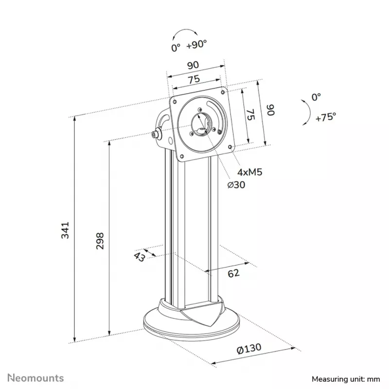 Tablet-tafelstandaard Neomounts DS15-632BL1 — universeel afsluitbaar, tot 3 kg belastbaar