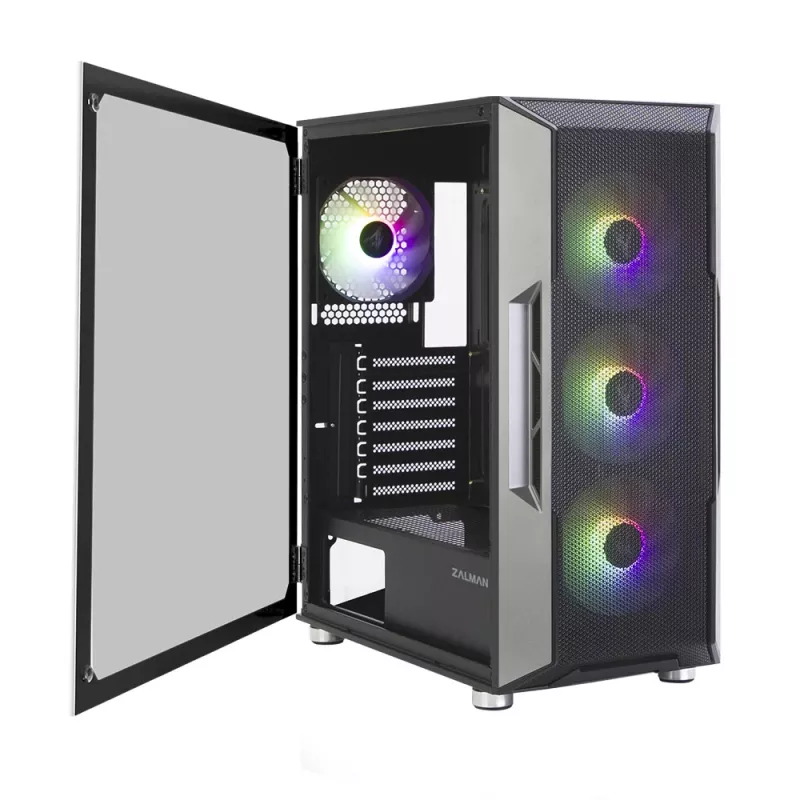 Zalman I3 Neo ATX mid tower pc-behuizing mesh-front voor efficiënte koeling 3 voorgeïnstalleerde ventilatoren midi tower zwart