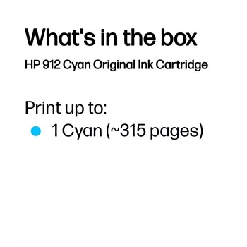 HP 912 Cyaan Originele inktpatroon, Cyaan, 1 st., 315 pagina's