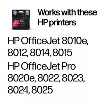 HP 912 Magenta Originele inktpatroon, Magenta, 1 st., 315 pagina's