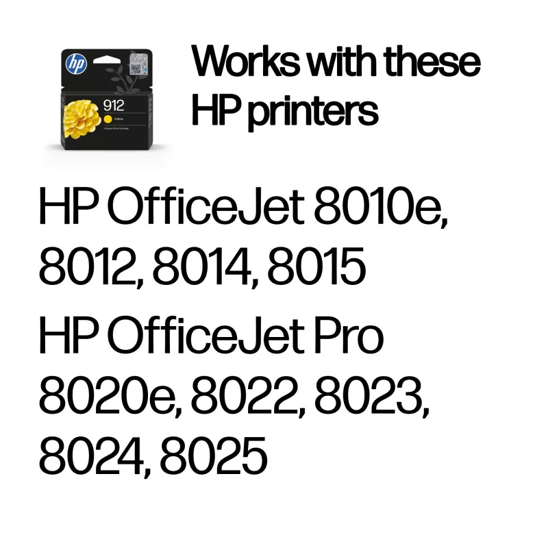HP 912 Geel Originele inktpatroon, Geel, 1 st., 315 pagina's