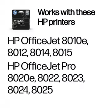 HP 912 Zwart Originele inktpatroon, Zwart, 1 st., 250 pagina's
