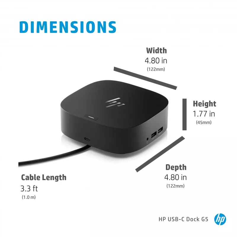HP USB-C Dock G5 Bekabeld USB 3.2 Gen 1 Type-C Zwart 100W