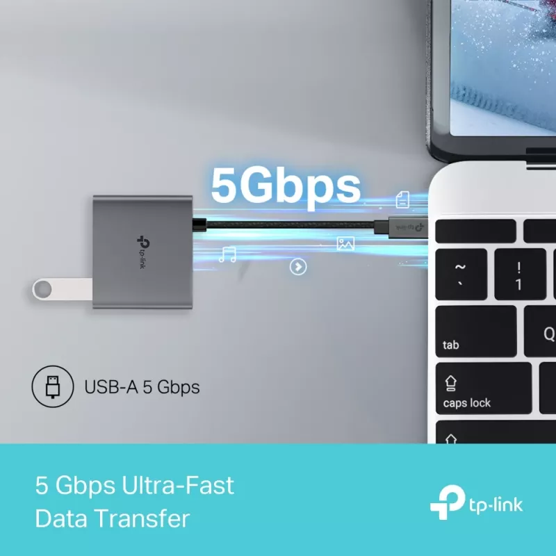 TP-Link UH3020C Interface-hub USB Type-C 5000 Mbit/s Grijs