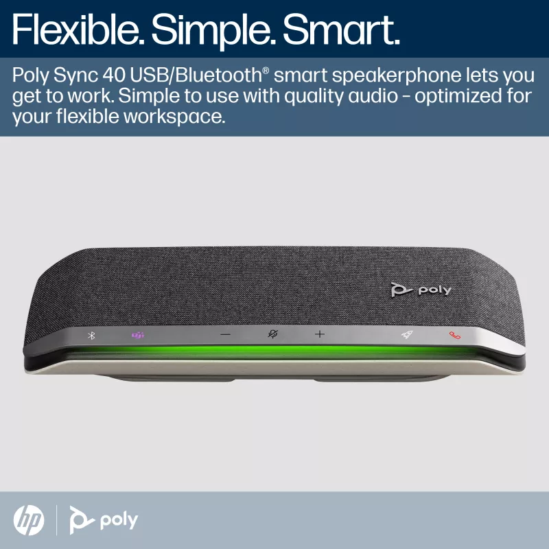 HP Poly Sync 40+ Microsoft Teams gecertificeerd USB-A USB-C speakerphone +BT700 USB-A adapter