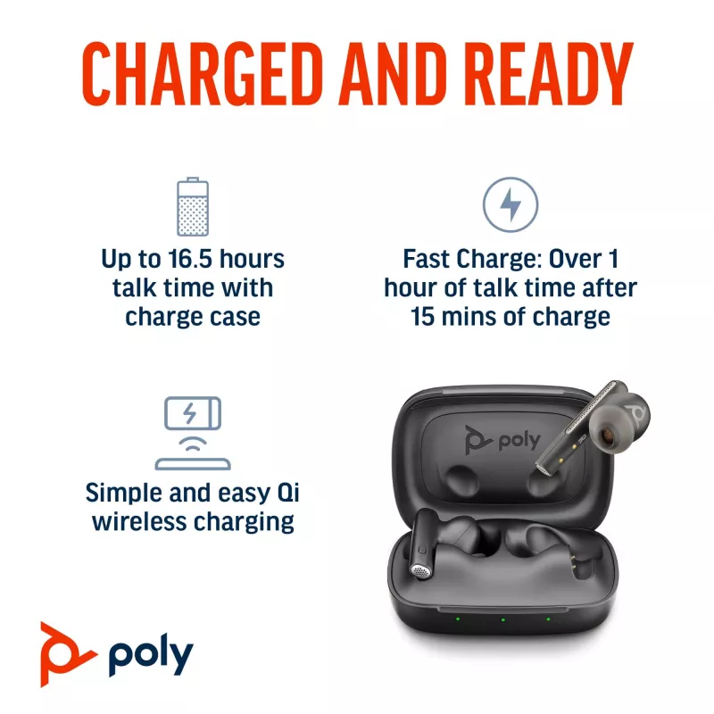 HP Poly Voyager Free 60+M UC Carbon zwart earbuds +BT700 USB-C adapter +touchscreen-oplaadcase