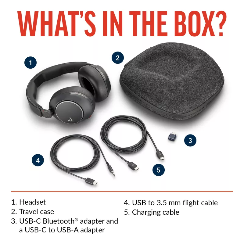 Headset POLY Voyager Surround 80 UC draadloos Bluetooth muziek dagelijks zwart