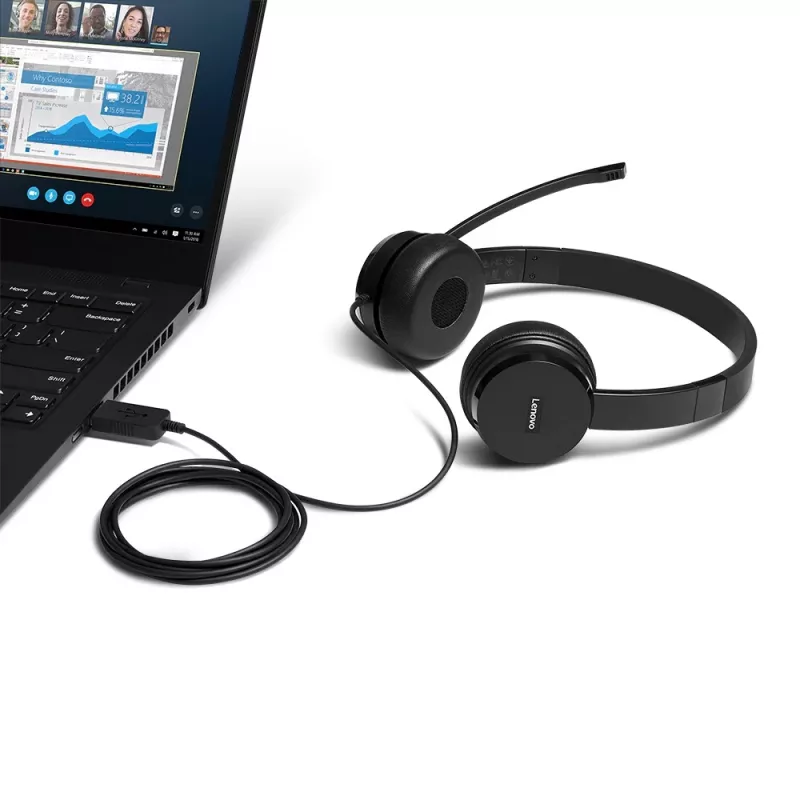 Lenovo 4XD0X88524 hoofdtelefoon/headset bedraad hoofdband kantoor/callcenter zwart