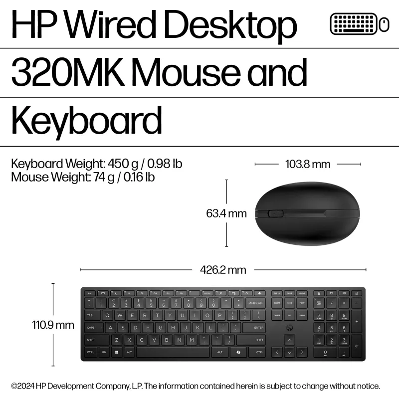 HP Wired Desktop 320MK muis en toetsenbord
