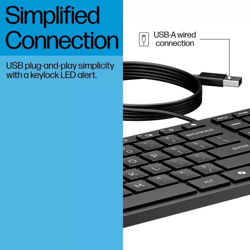 HP Wired Desktop 320K toetsenbord full-size USB zwart 1,8 m kabel