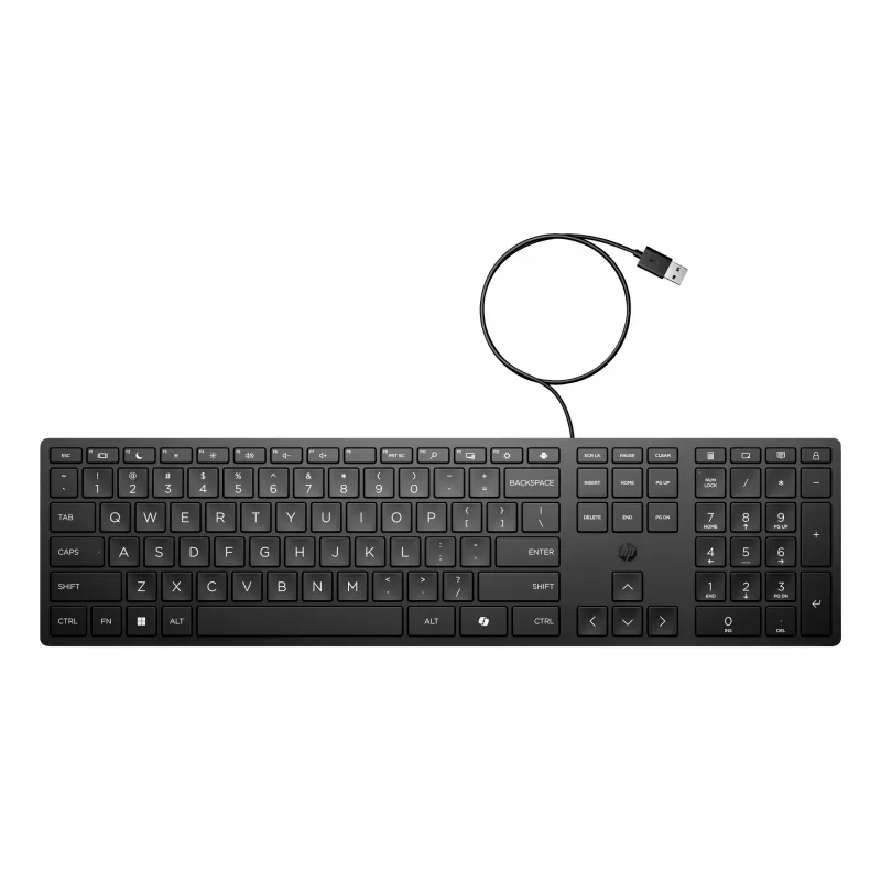 Bedraad full-size USB-toetsenbord HP Wired Desktop 320K — zwart, 1,8 m kabel
