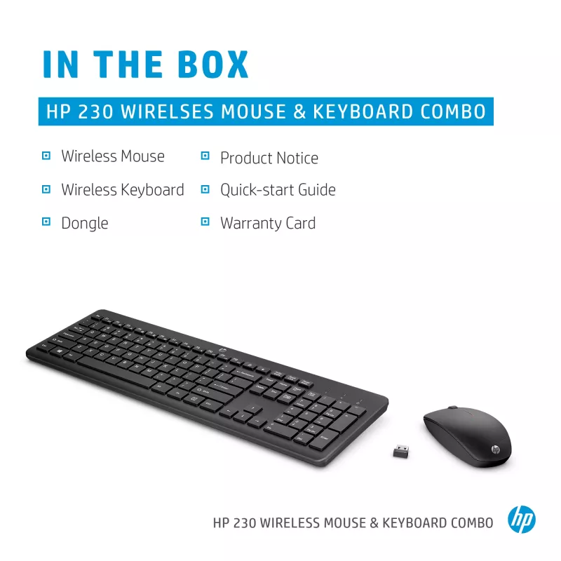 HP 230 draadloze muis- en toetsenbordcombinatie, zwart, muis meegeleverd