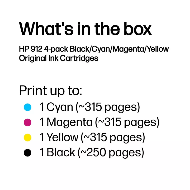 HP 912 4-pack zwart/cyaan/magenta/geel originele inktcartridges