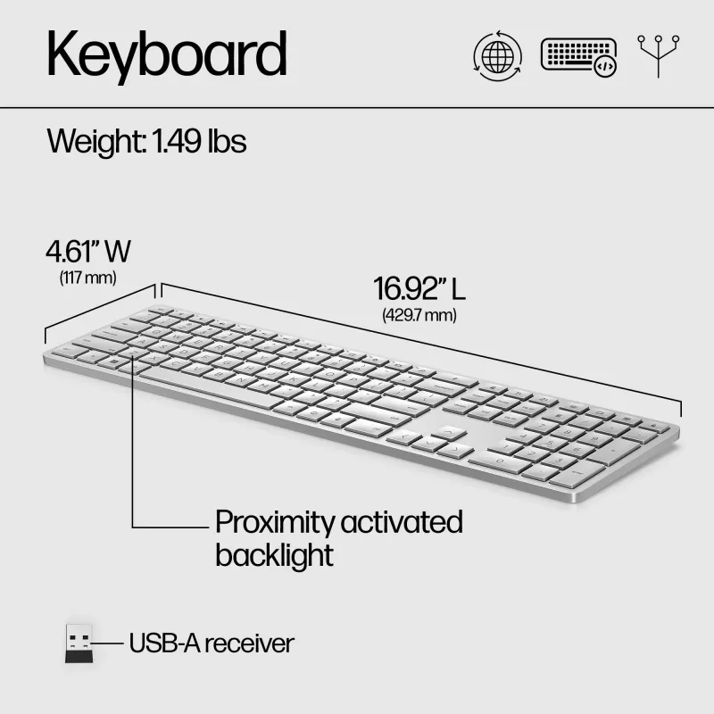 HP 970 programmeerbaar draadloos toetsenbord