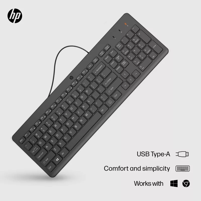 HP 150 bedrade toetsenbord full-size USB zwart 664R5AA#ABD