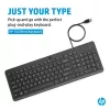 HP 150 bedrade toetsenbord full-size USB zwart 1m kabel