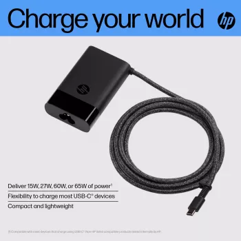 HP USB-C 65W laptopoplader, laptop, indoor, 90 V, 65 W, 5 – 20 V, 1,6 A