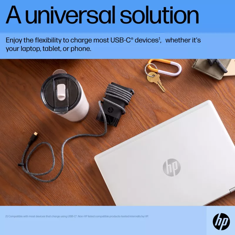 HP USB-C 65W laptopoplader, laptop, indoor, 90 V, 65 W, 5 – 20 V, 1,6 A