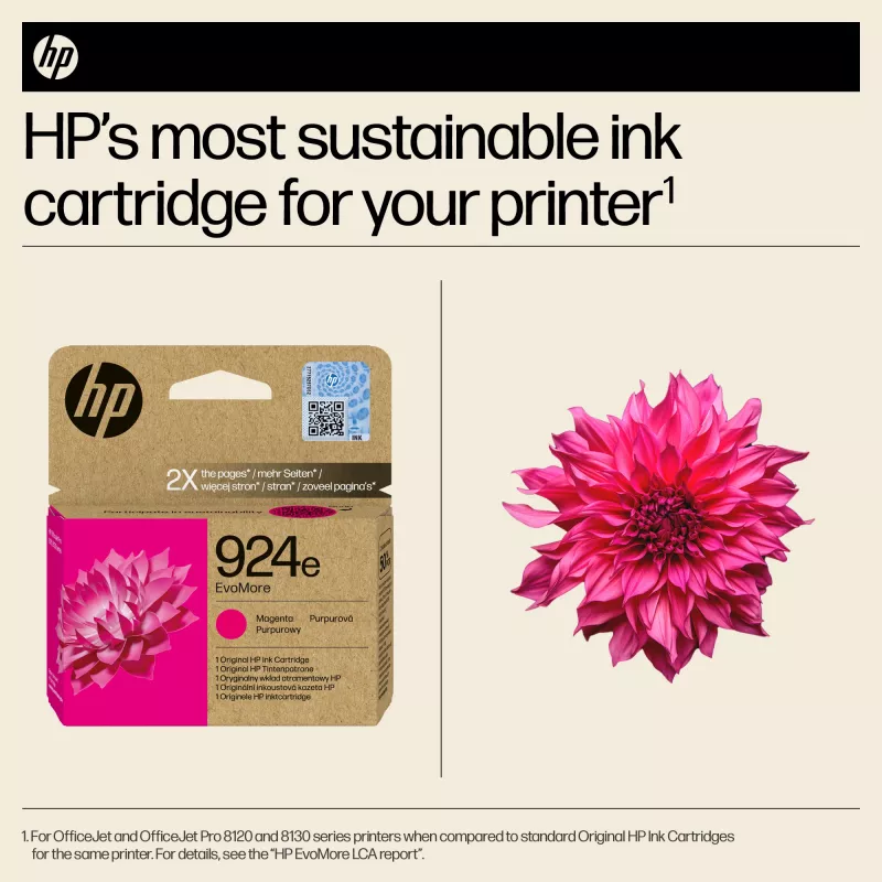 HP 924e EvoMore magenta originele inktpatroon, magenta, 1 stuk, 800 pagina's