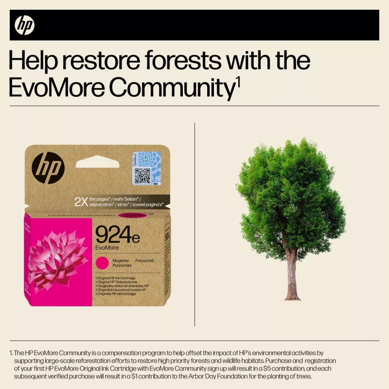 HP 924e EvoMore magenta originele inktpatroon, magenta, 1 stuk, 800 pagina's