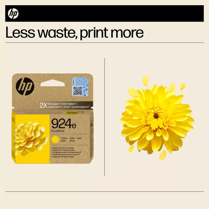 HP 924e EvoMore Geel Originele inktcartridge, Geel, 1 stk., 800 pagina's