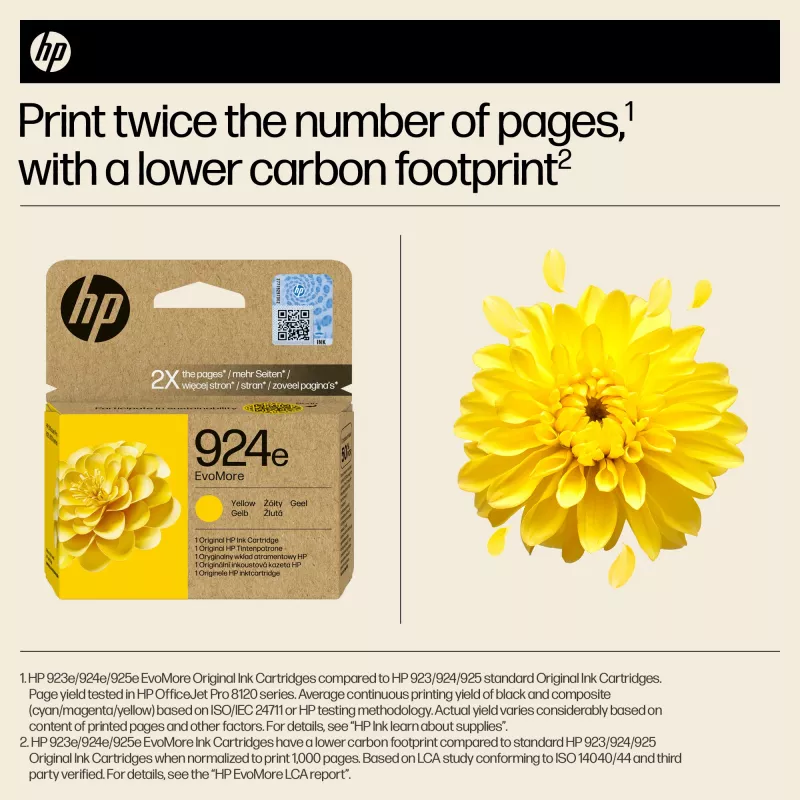 HP 924e EvoMore Geel Originele inktcartridge, Geel, 1 stk., 800 pagina's