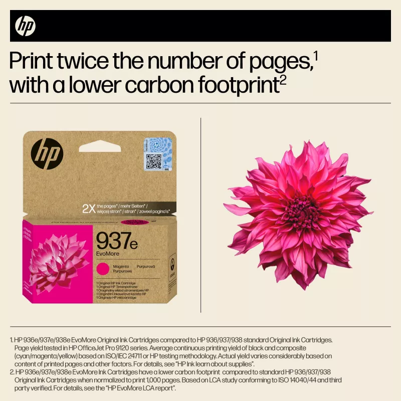 HP 937e EvoMore Magenta Originele inktcartridge, Magenta, 1 stk., 1650 pagina's