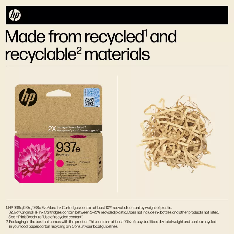 HP 937e EvoMore Magenta Originele inktcartridge, Magenta, 1 stk., 1650 pagina's