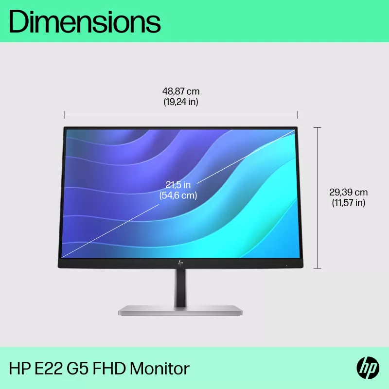 HP E-Series E22 G5 FHD monitor, 54,6 cm (21,5 inch), Full HD, LCD, 5 ms (refurbished)