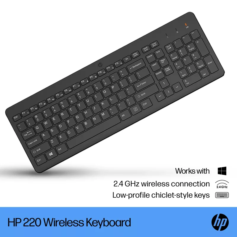 HP 220 Draadloos toetsenbord Full-Size Zwart Membraan Thuisgebruik