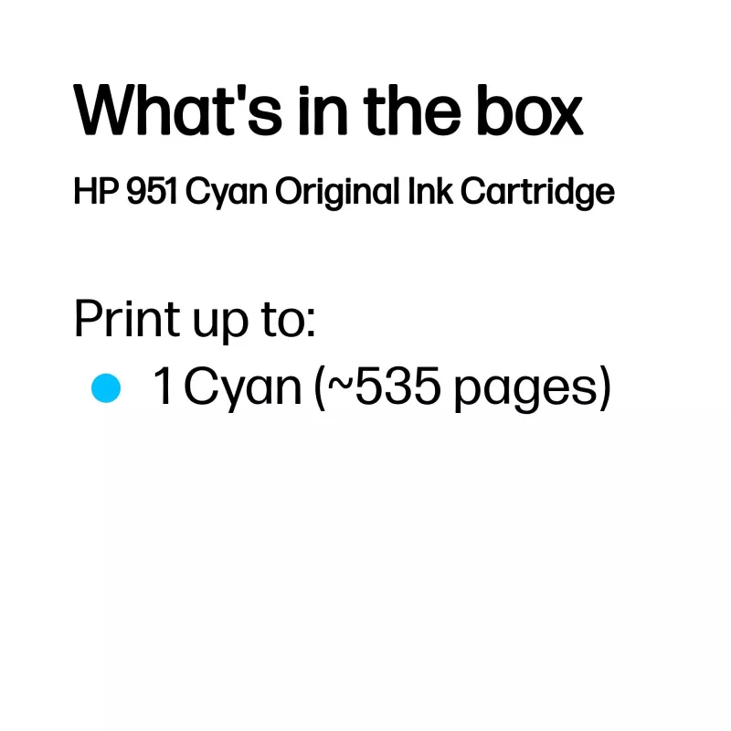 HP 951 cyaan originele printercartridge, cyaan, 1 stuks, 535 pagina's