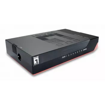 LevelOne 8-poorts gigabit switch, unmanaged, gigabit ethernet (10/100/1000), full duplex, wandmontage mogelijk