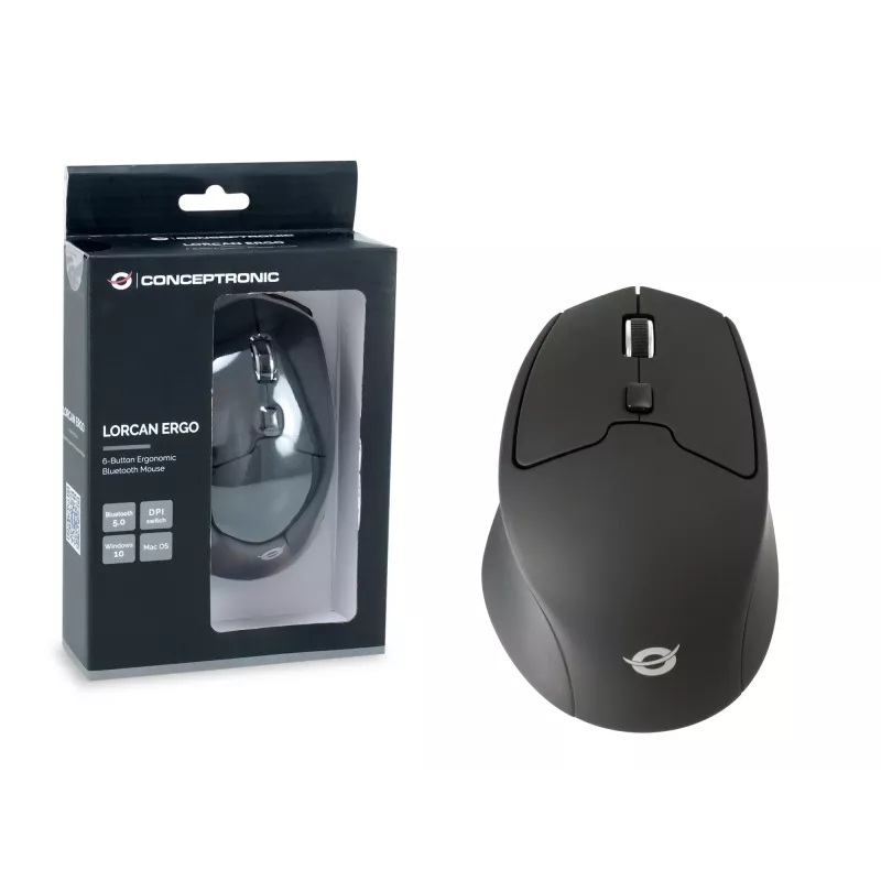 Conceptronic LORCAN02B Ergo muis kantoor rechtshandig Bluetooth optisch 1600 DPI