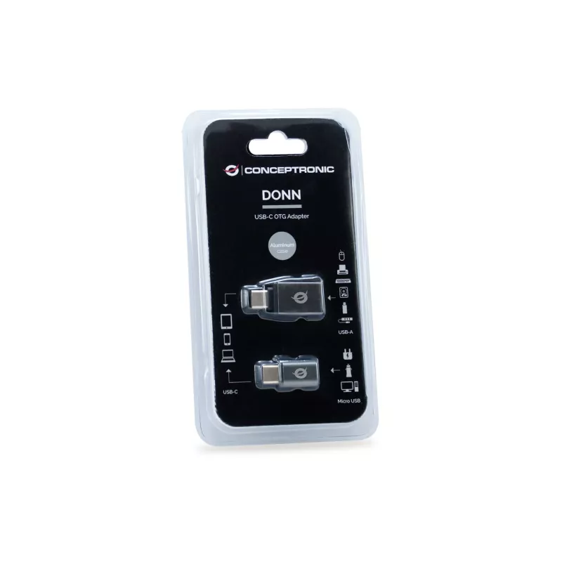 Conceptronic DONN04G USB-C naar USB A/MicroB OTG-adapter 2-pack, 10Gbps (C-A), 480Mbps (C-MicroUSB)