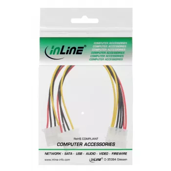 InLine interne stroom-Y-kabel 1x 5,25 inch Molex / 2x 5,25 inch Molex 0,20 m