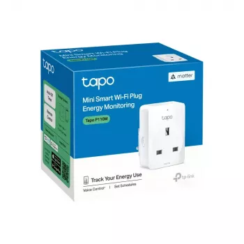 Slimme stekker TP‑Link Tapo Mini P110M — Wi‑Fi/Bluetooth slimme stekker voor binnen, 16 A, 100–240 V, 3680 W, wit