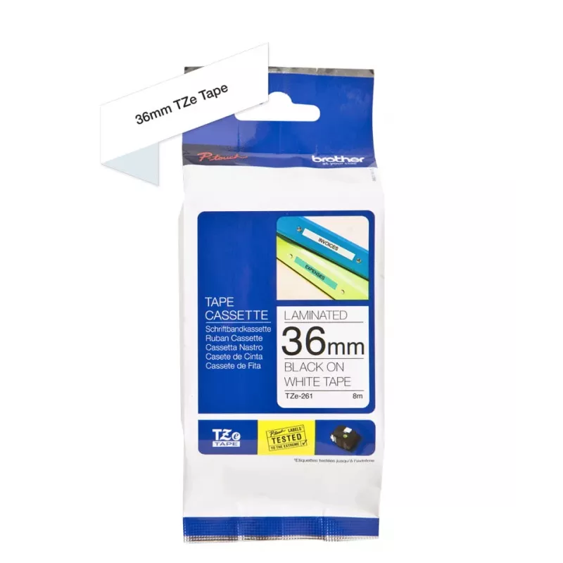 Brother TZe261 - gelamineerde band - zwart op wit - rol (3,6 cm) - 1 rol (TZE261)