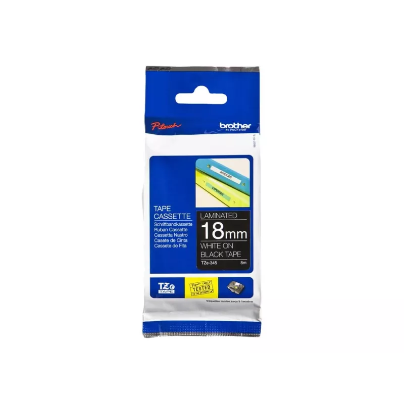 Lamineerband Brother TZe345 18mm wit op zwart