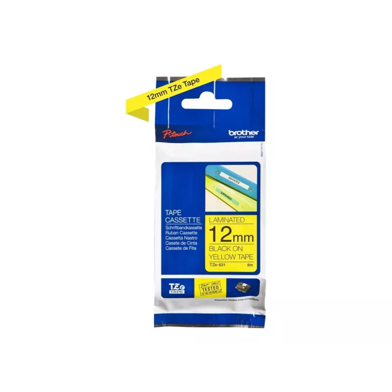 Labelband Brother TZe-631 (TZe) 12 mm x 8 m, zwart op geel