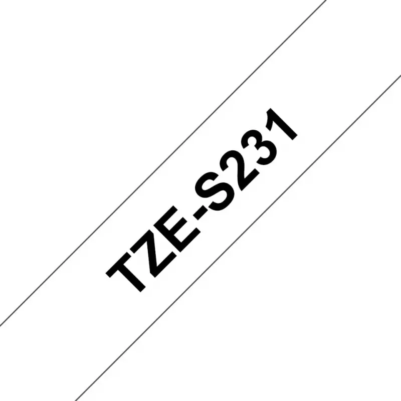 Plakband Brother TZeS231 zwart op wit 1,2 cm 8 m